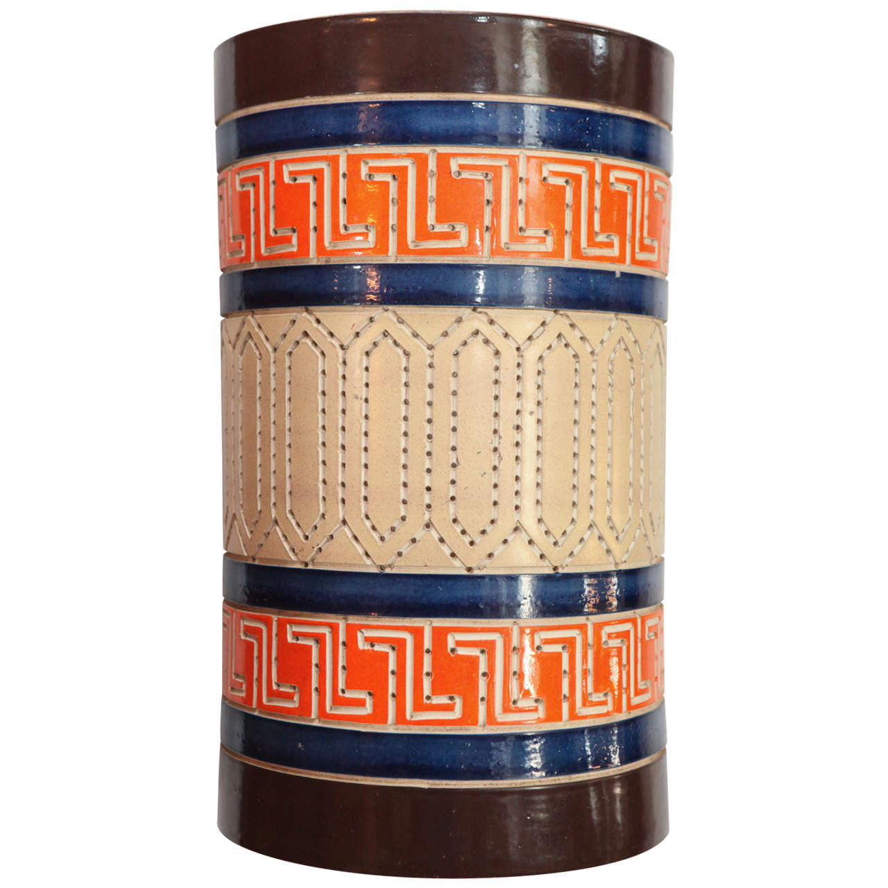 Perforated Terracotta Orange and Blue Wall Sconce