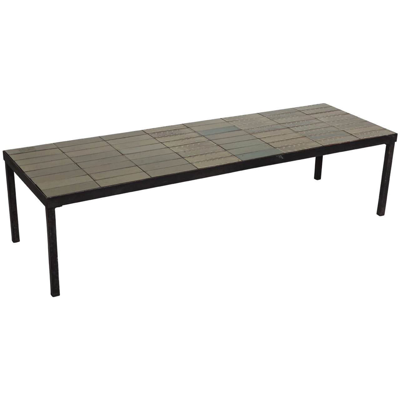 Roger Capron Ceramic Green Tile Low Table