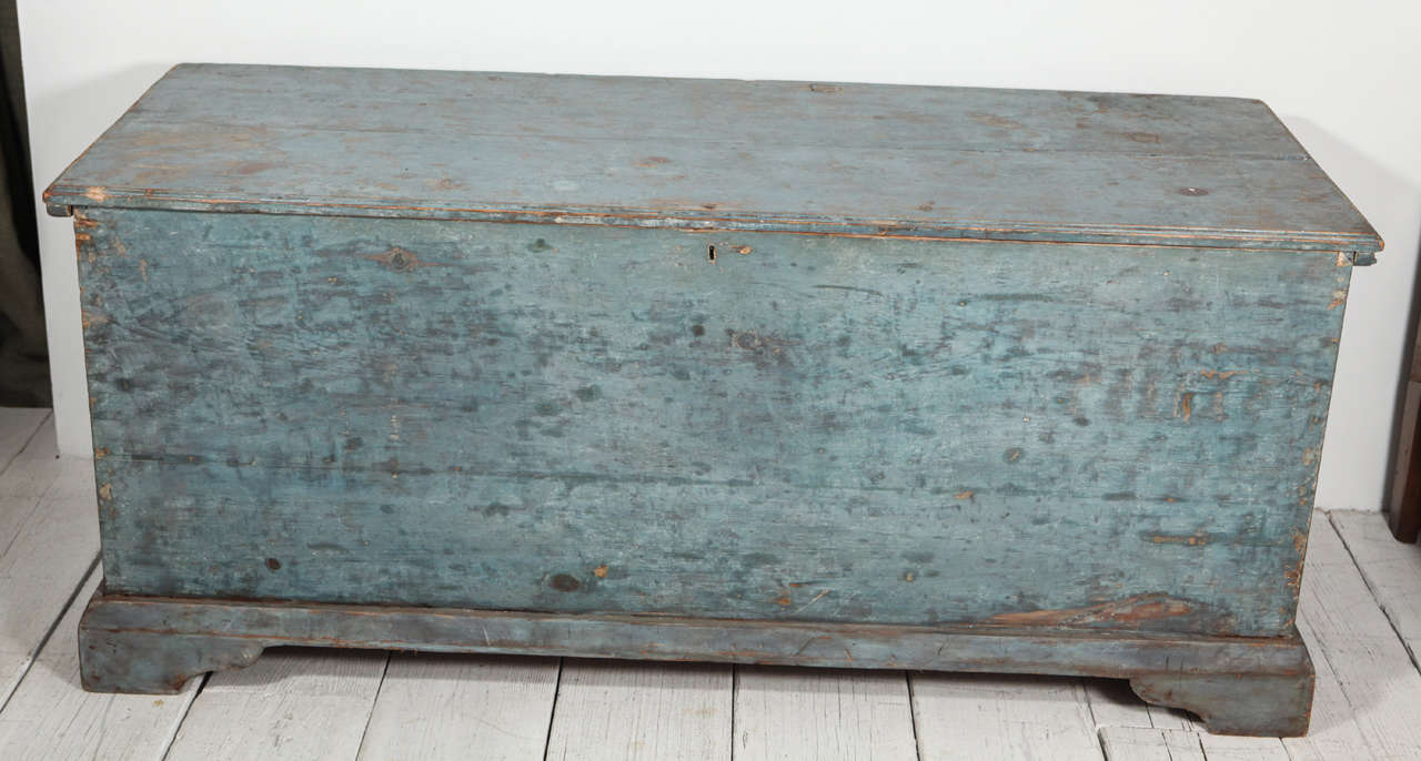 Schoolhouse Tall Rustic Blue Blanket Chest / Trunk