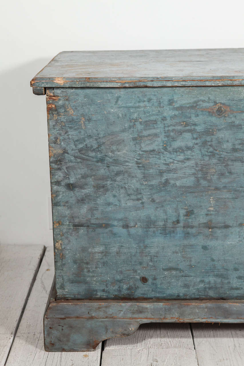 Tall Rustic Blue Blanket Chest / Trunk In Good Condition In Los Angeles, CA