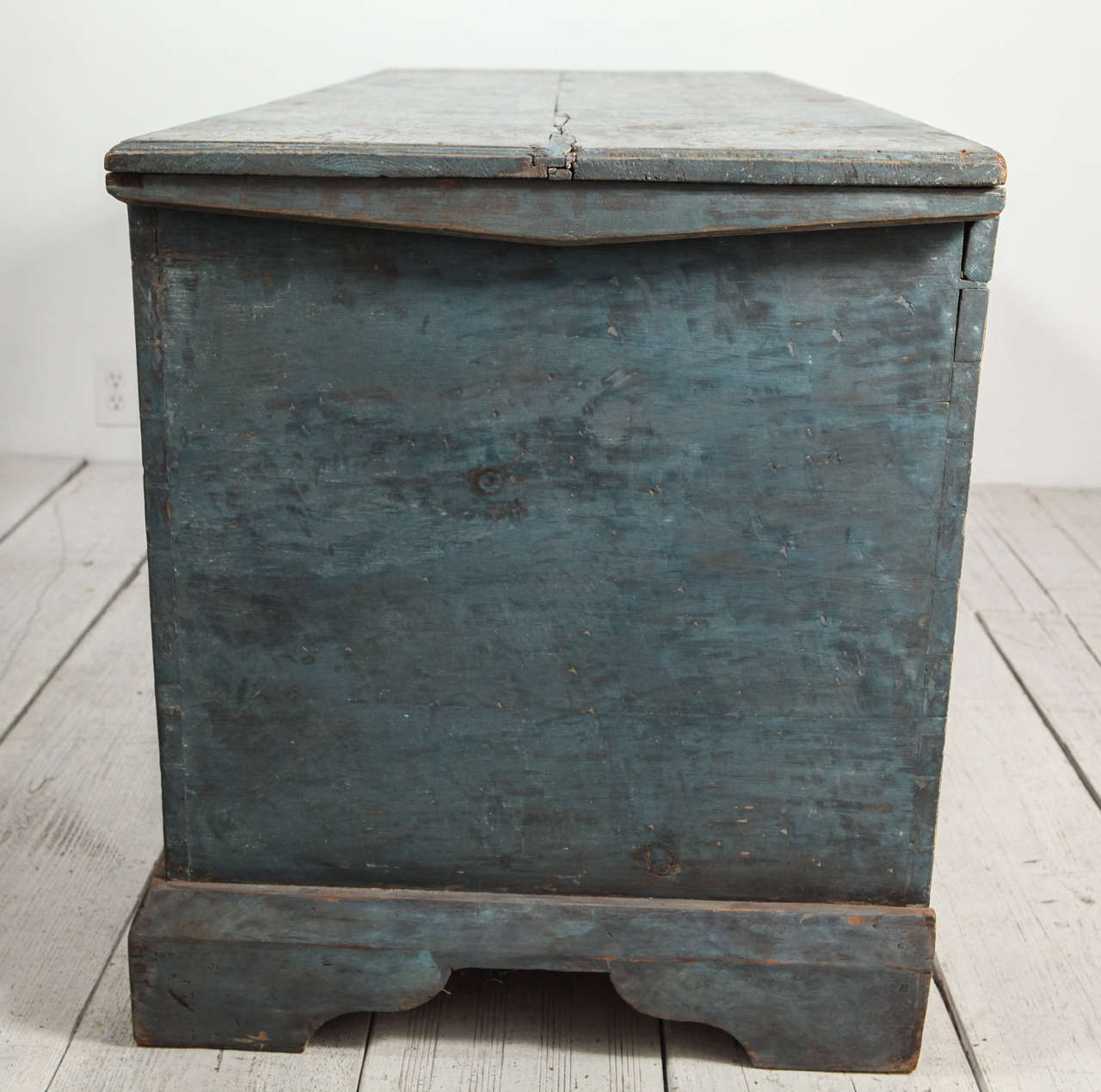 Tall Rustic Blue Blanket Chest / Trunk 2