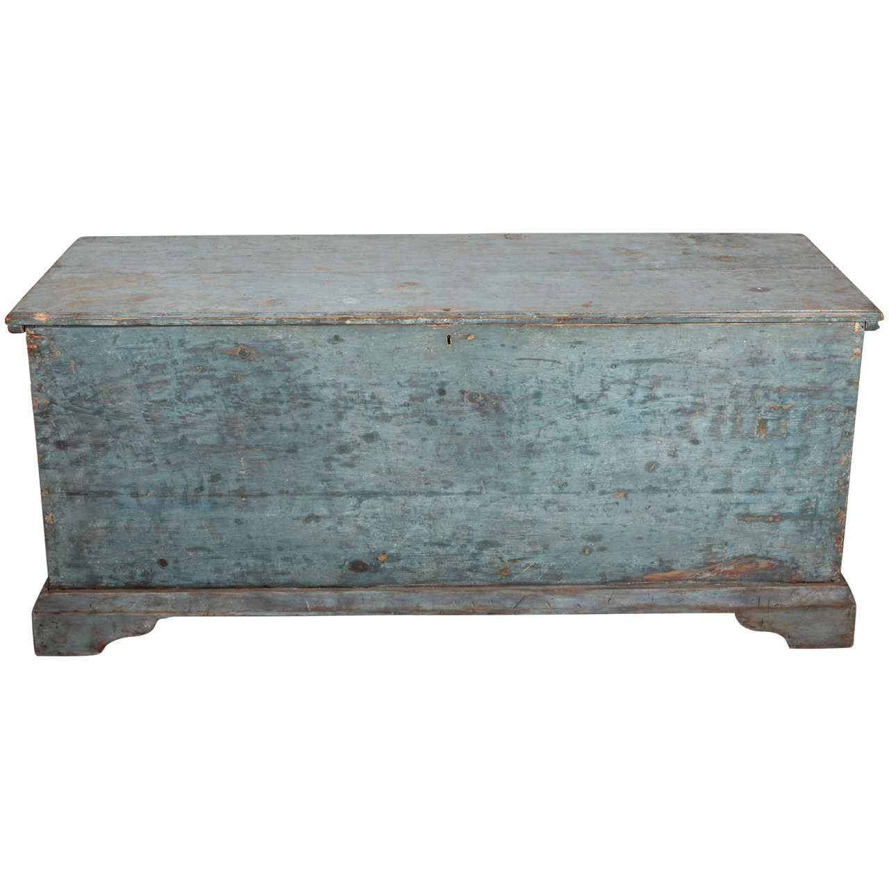 Tall Rustic Blue Blanket Chest / Trunk