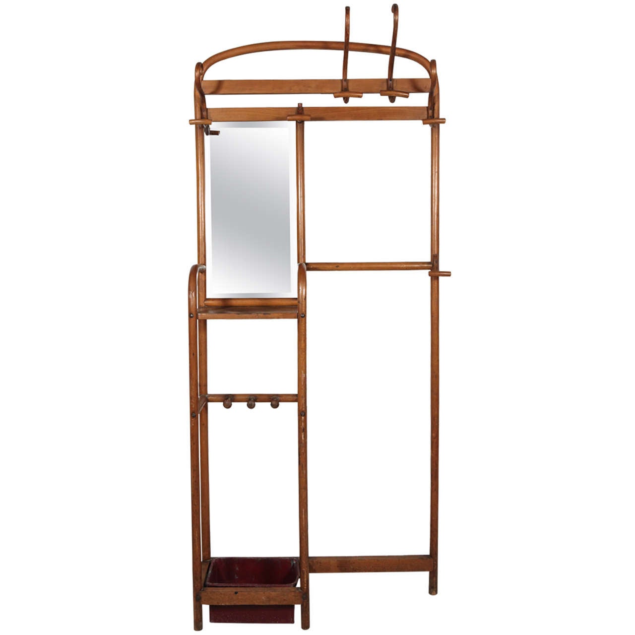 Bentwood Coat Rack and Umbrella Stand with Mirror at 1stdibs
