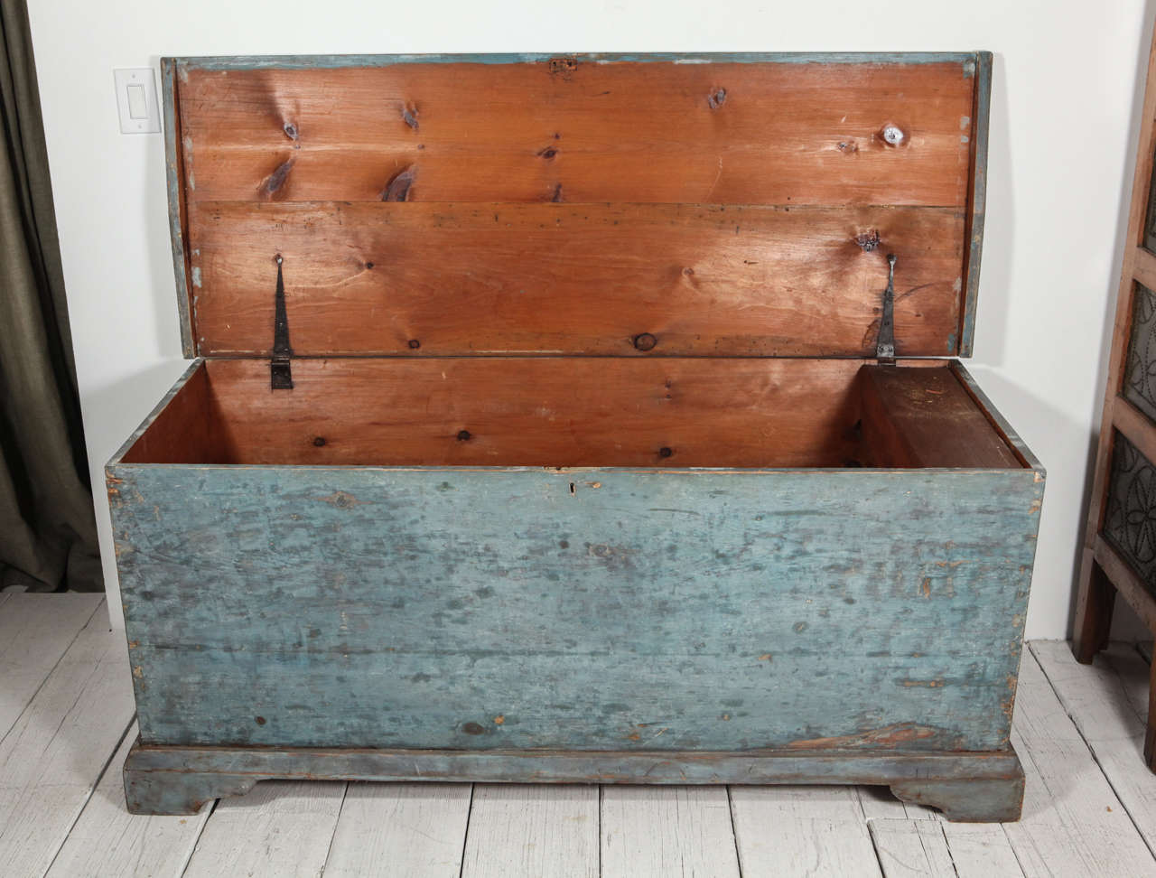 Tall Rustic Blue Blanket Chest / Trunk at 1stDibs