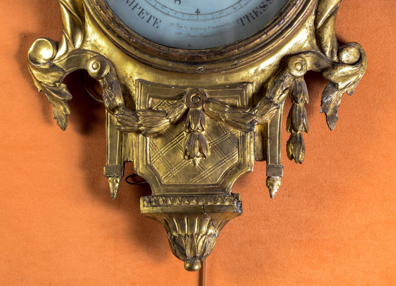French Louis XVI Giltwood Barometer For Sale