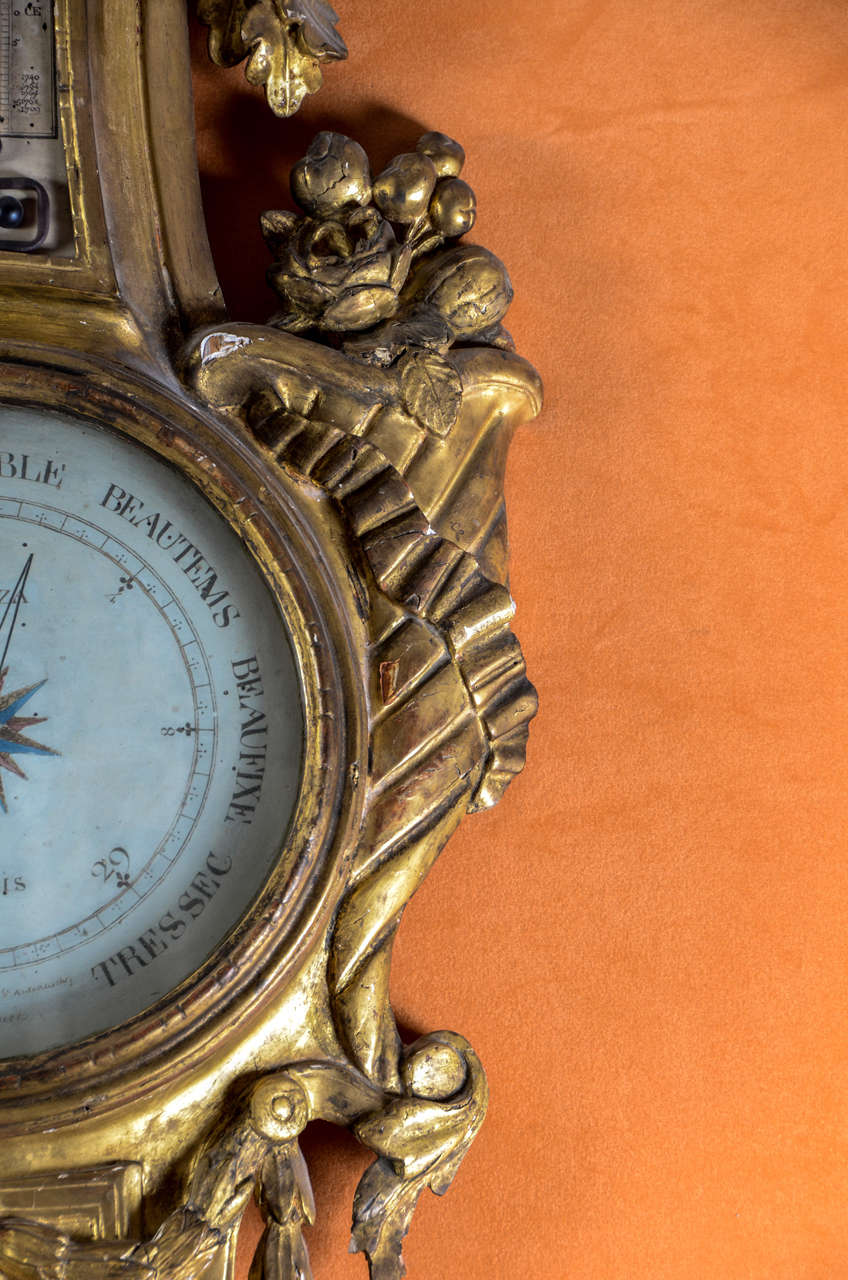 Louis XVI Giltwood Barometer For Sale 1