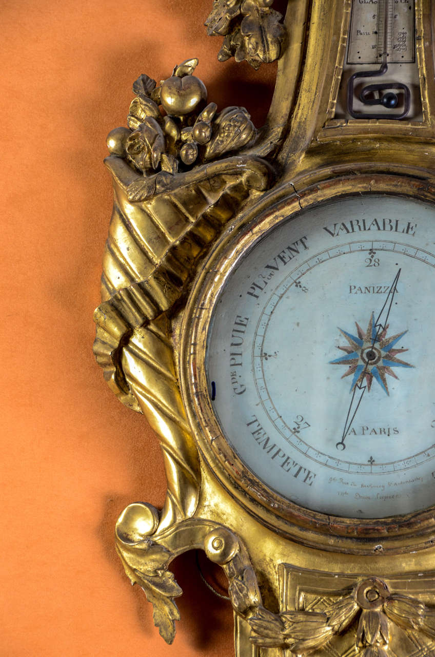Louis XVI Giltwood Barometer For Sale 2