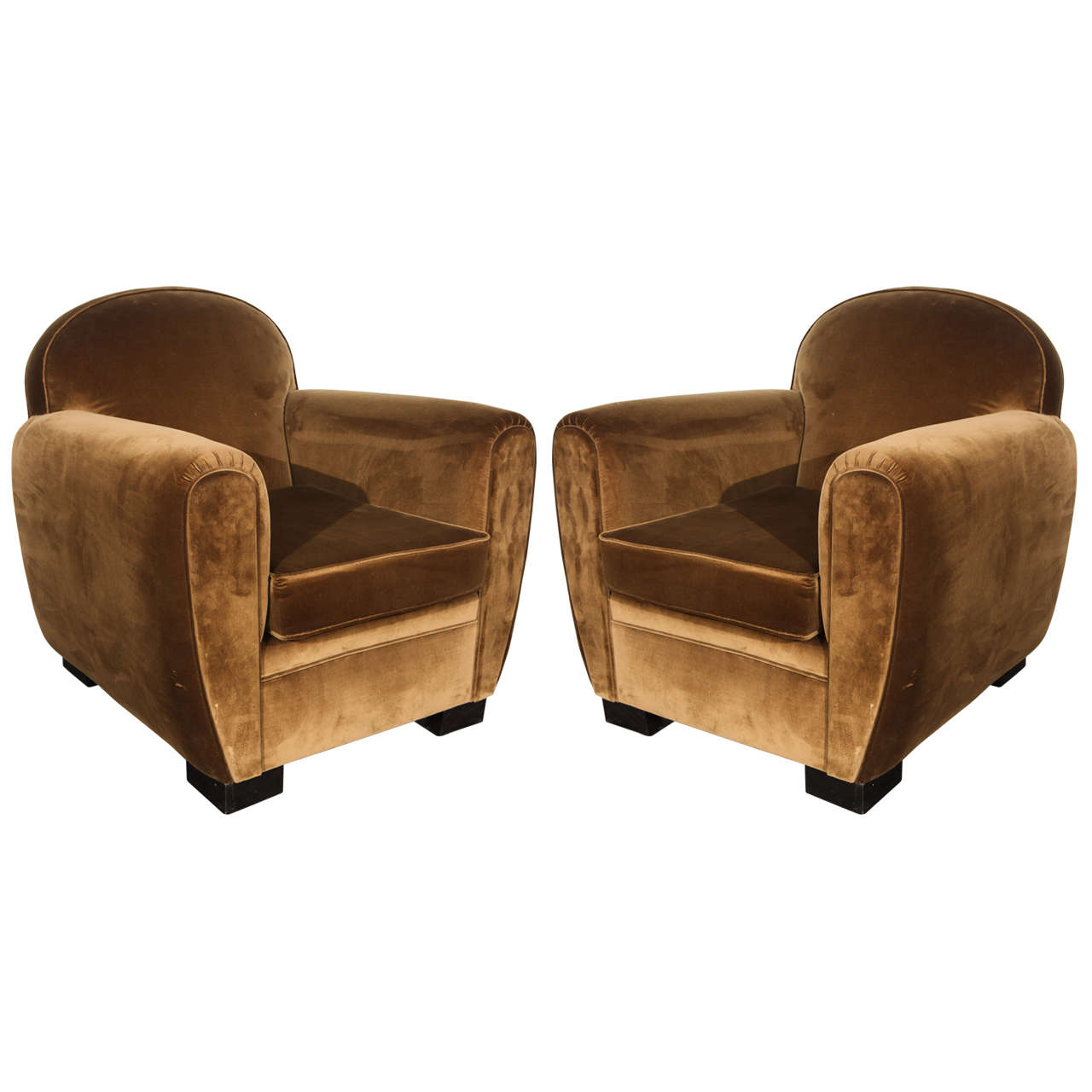 Classy Pair of French Deco Club Chairs