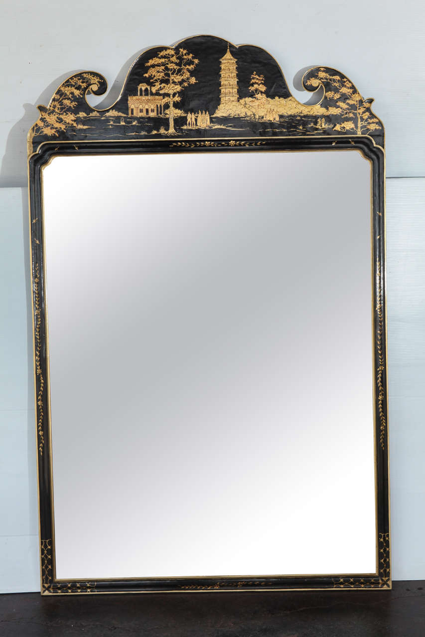 Wonderful Chinoiserie Mirror with with landscape and people ornamentation