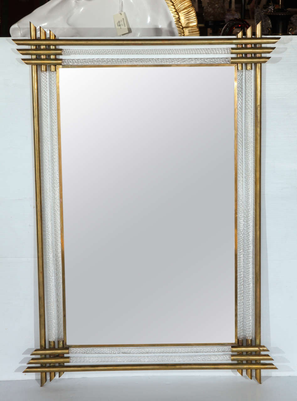 Elegant Vintage Murano Mirror by Barovier. 
We have 2 of these in different measurements. Frames are made of brass and Barovier Murano glass.

2nd available in stock: 35