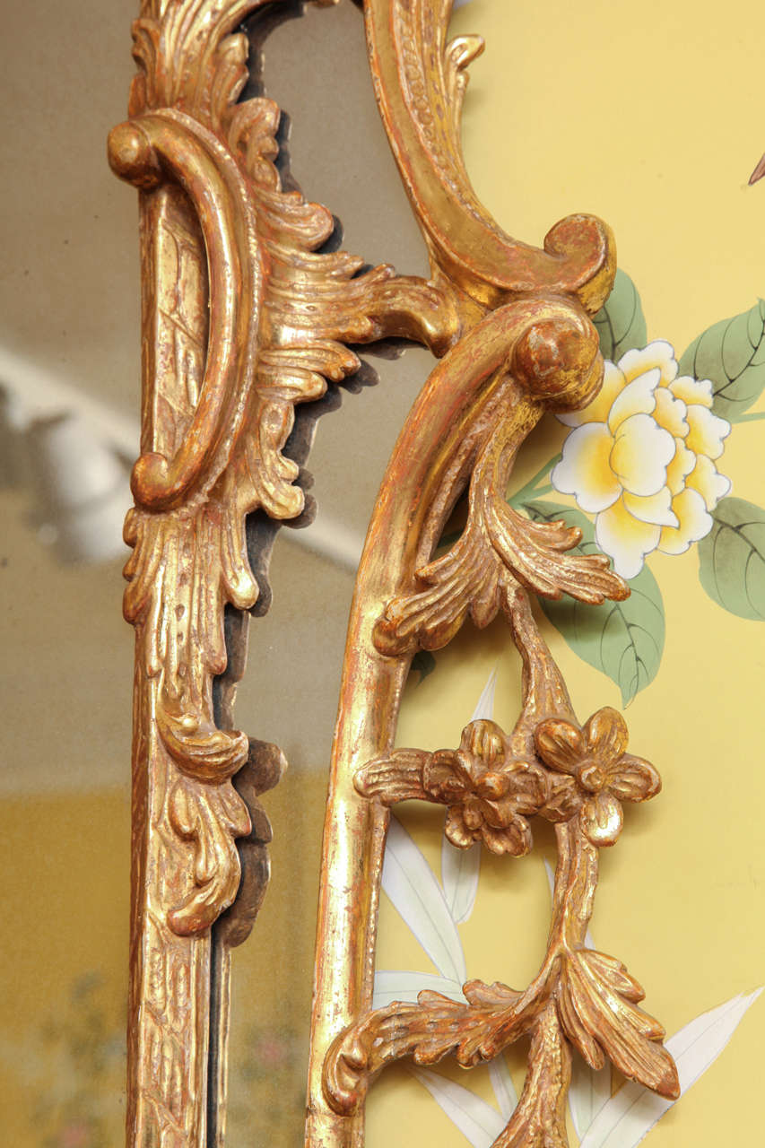 Chinese Chippendale Carved and Giltwood Border Glass Mirror, English c.1755 1