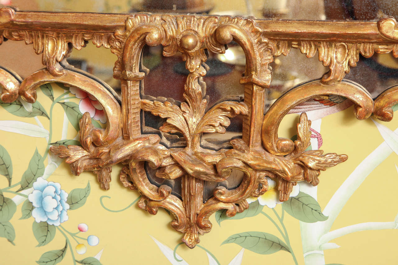 Chinese Chippendale Carved and Giltwood Border Glass Mirror, English c.1755 3