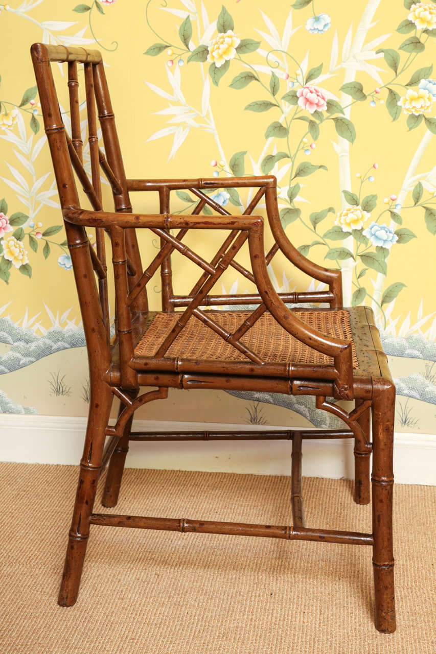 Antique Pair of Chinese Chippendale Cockpen Open Armchairs, circa 1765 In Excellent Condition In New York, NY