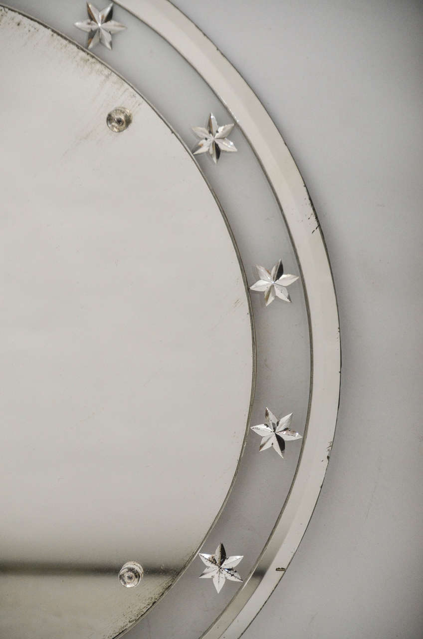 Mid-20th Century Circular Art Deco Star Mirror