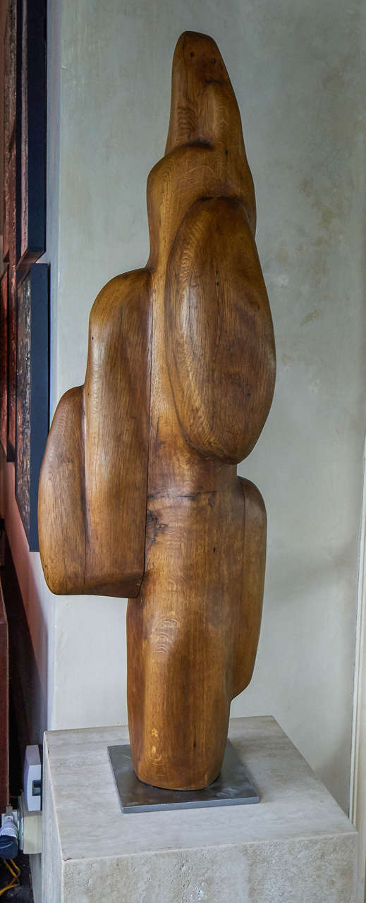 Carved 1970s Abstract Wood Sculpture