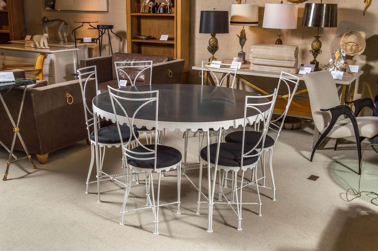 Attributed to Gilbert Poillerat Table and Chair Set