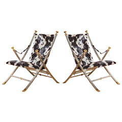 Neoclassical  Steel and Brass Campaign Chairs