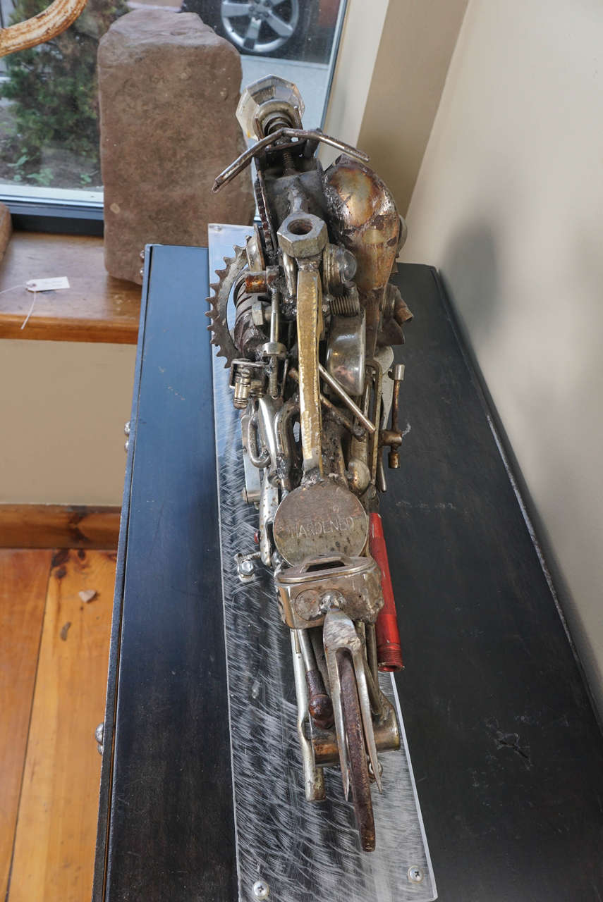 Linus Coraggio Found Metal Motorcycle Sculpture In Good Condition In Hudson, NY