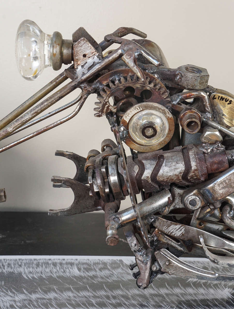 Linus Coraggio Found Metal Motorcycle Sculpture 1