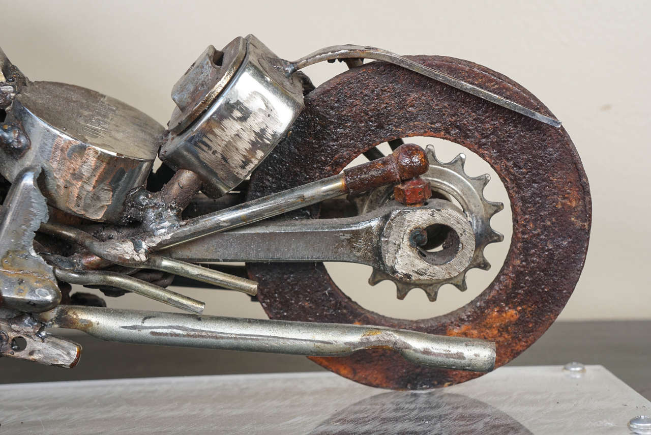 Linus Coraggio Found Metal Motorcycle Sculpture 3