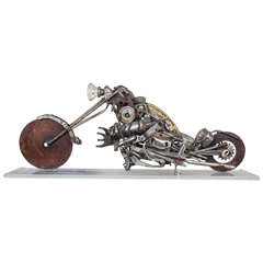 Linus Coraggio Found Metal Motorcycle Sculpture