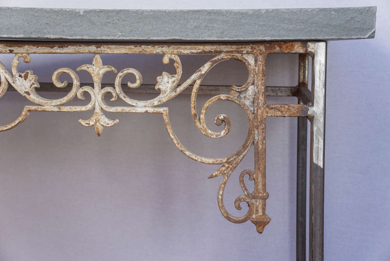Architectural Iron Console with Hudson Valley Bluestone For Sale 1
