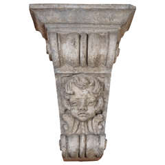 Stoneware Corbel with Putti Mask, New York City 