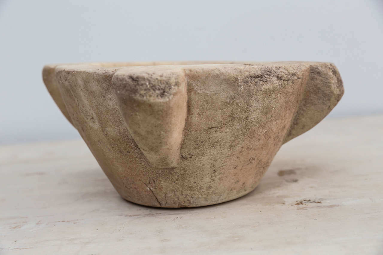 18th Century Chiseled Marble Mortar 1