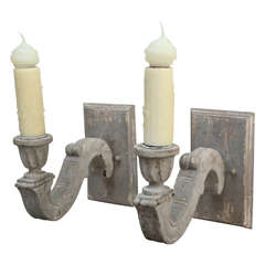 Pair of Painted and Carved Sconces