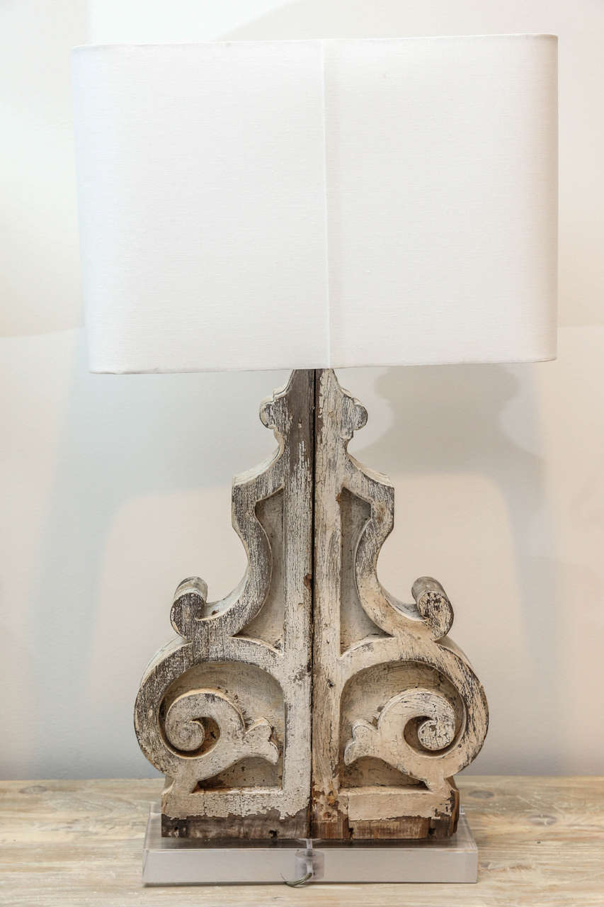 Pair of Large Custom Table Lamps from Painted Corbels 3
