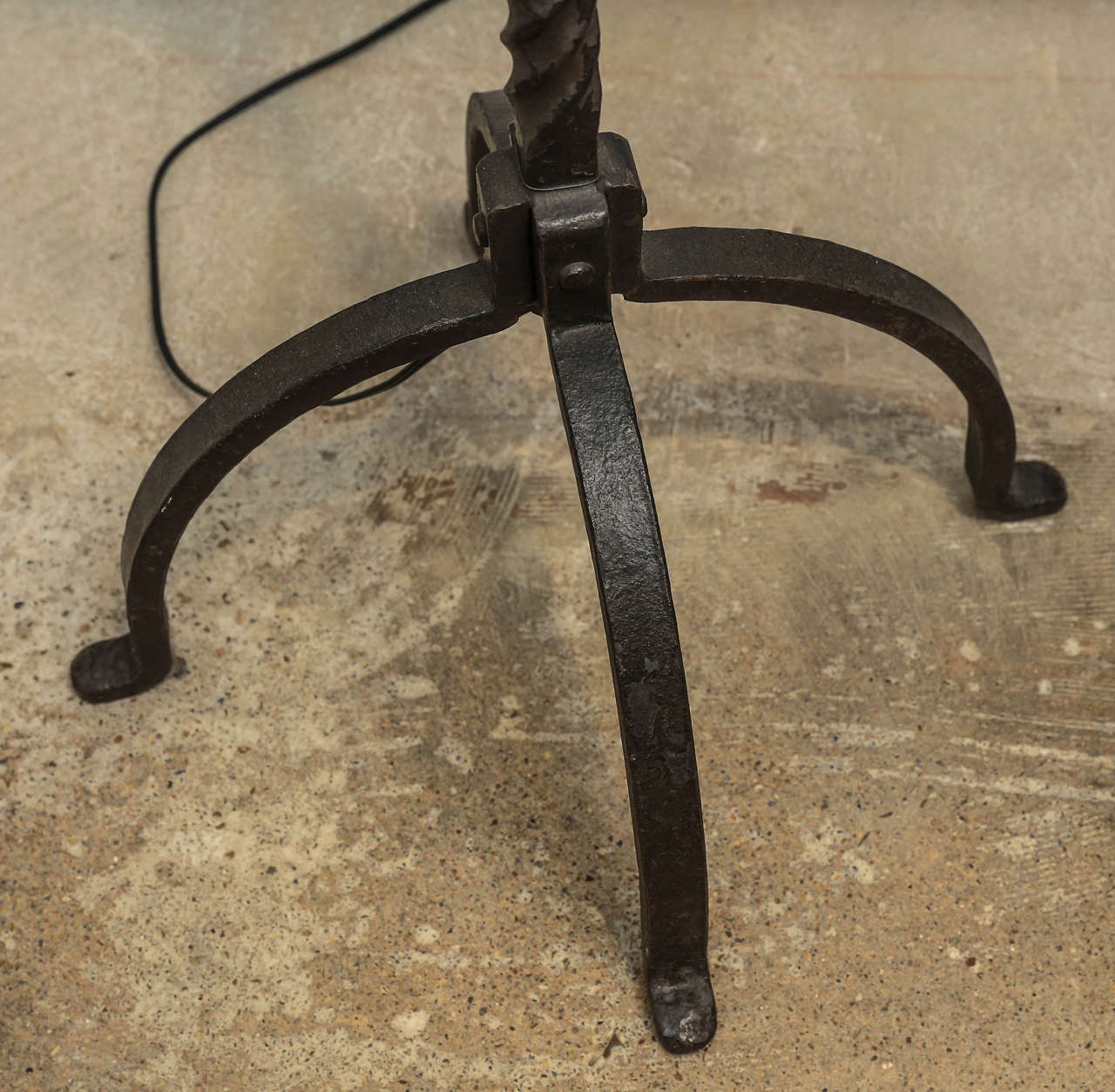 Cast 19th Century Heavy Iron Candle Stand as Floor Lamp