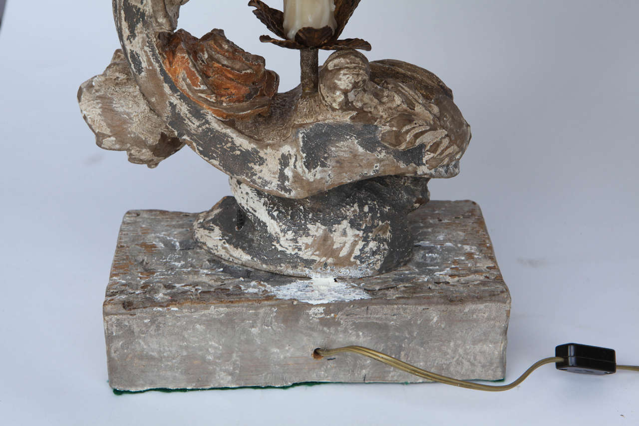 19th Century Pair of Italian Antique Wood Fragment Lamps 3