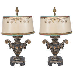 Pair of 19th Century Italian Carved Giltwood Urn Lamps