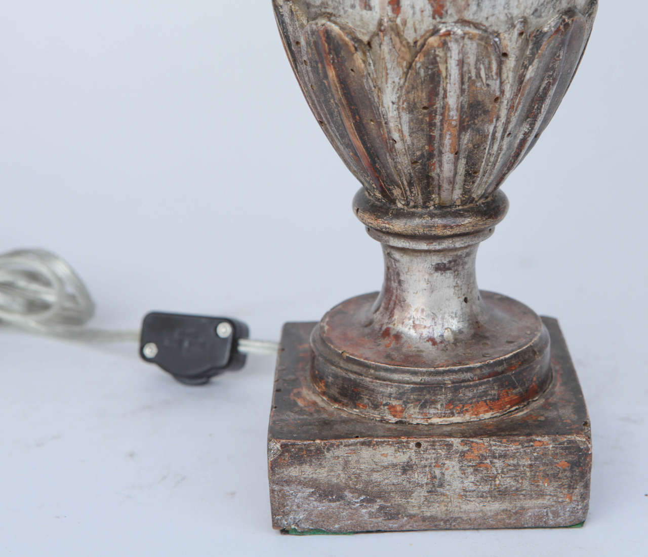 Pair of 19th Century Italian Silver Leaf Urn Lamps 1