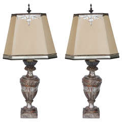 Pair of 19th Century Italian Silver Leaf Urn Lamps 8