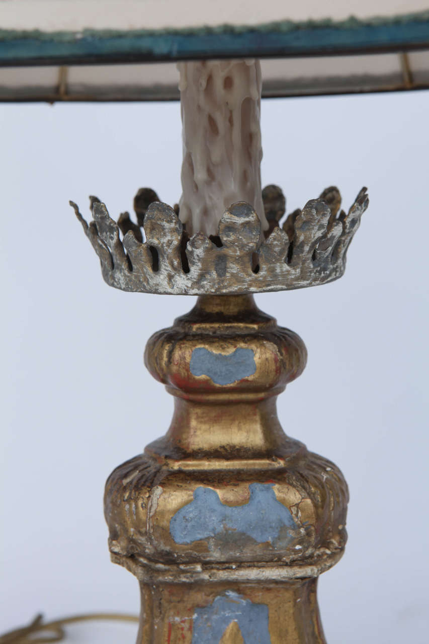 Pair of 19th Century Italian Giltwood Lamps 5