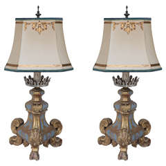 Pair of 19th Century Italian Giltwood Lamps