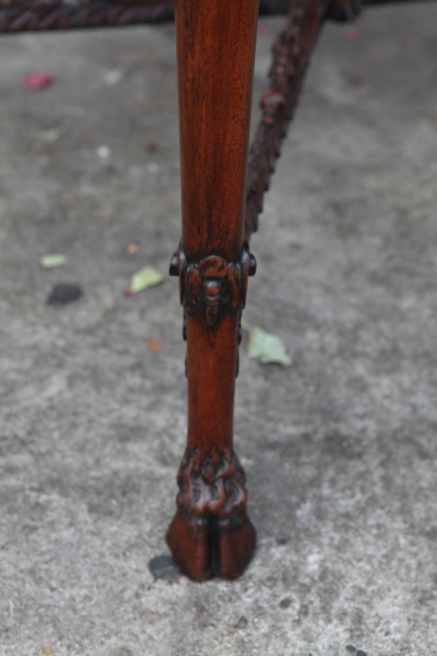 19th Century English Carved Mahogany Table with Stretcher For Sale 4