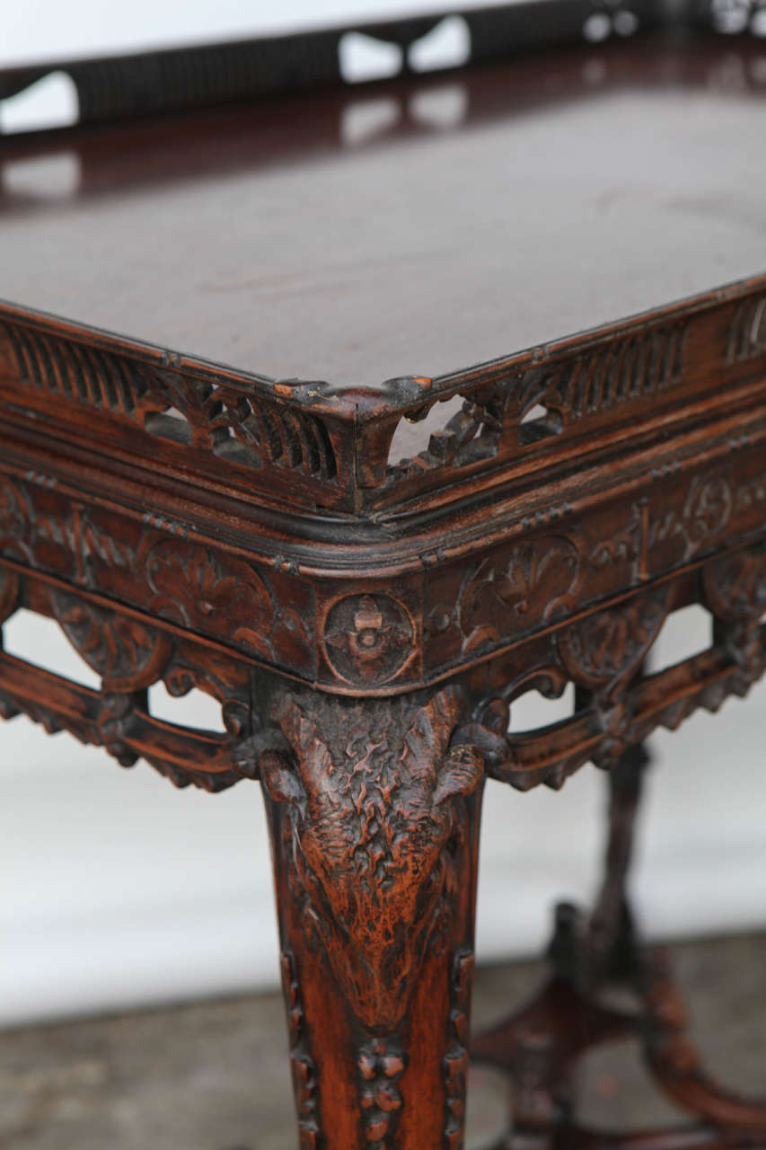 19th Century English Carved Mahogany Table with Stretcher For Sale 5