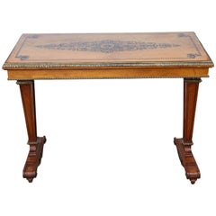 Vintage 1940s French Satinwood Console Table with Inlay
