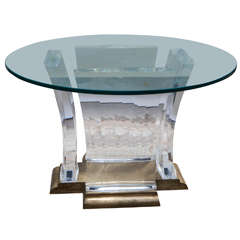 Midcentury Bronze and Lucite Base Pedestal Table 7