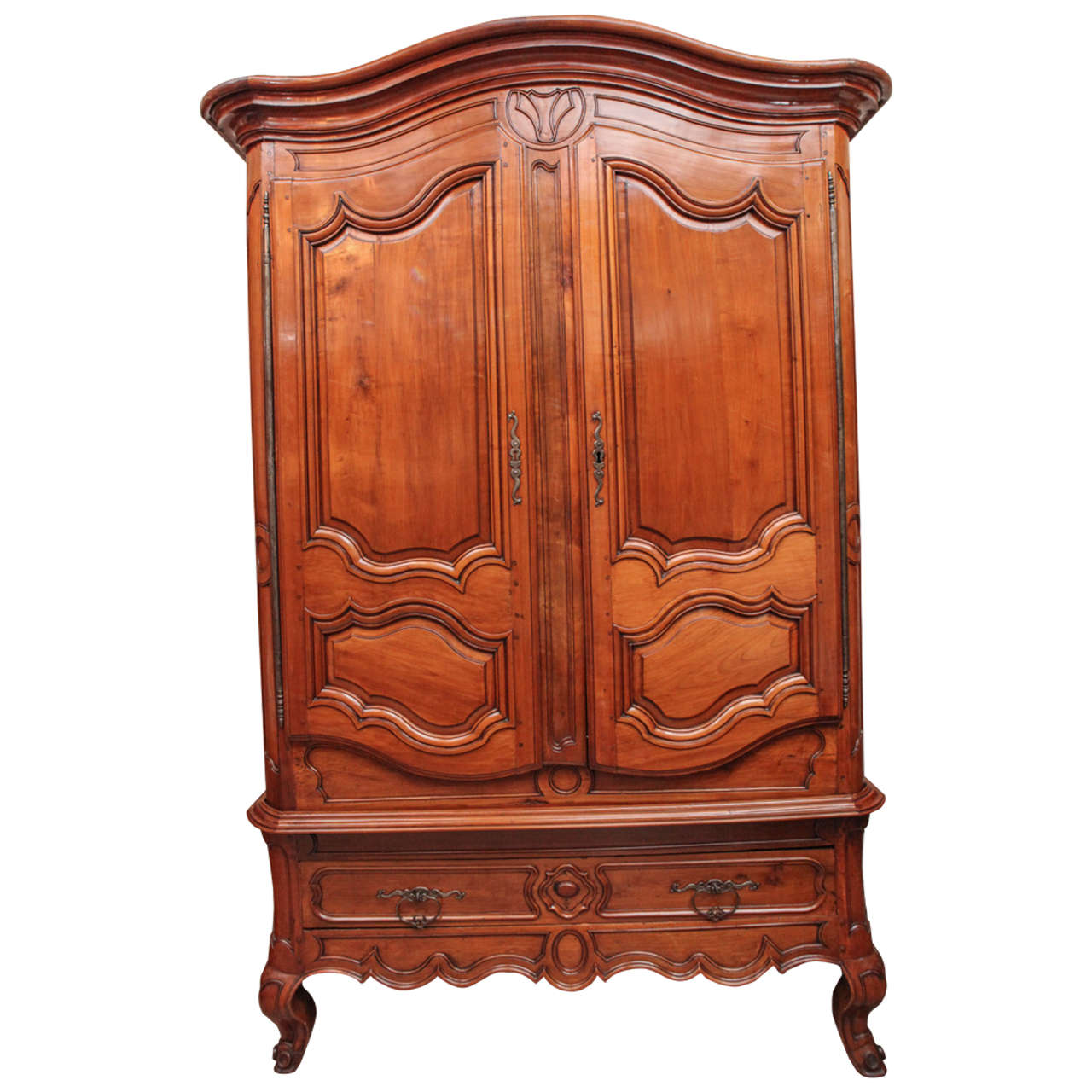 18th Century French Walnut Monumental Armoire with Single Drawer For Sale