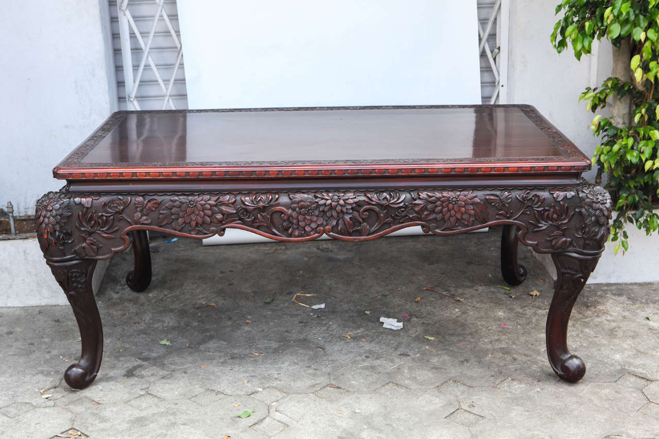 Late 19th c . finely carved Rosewood Chinese Center Table