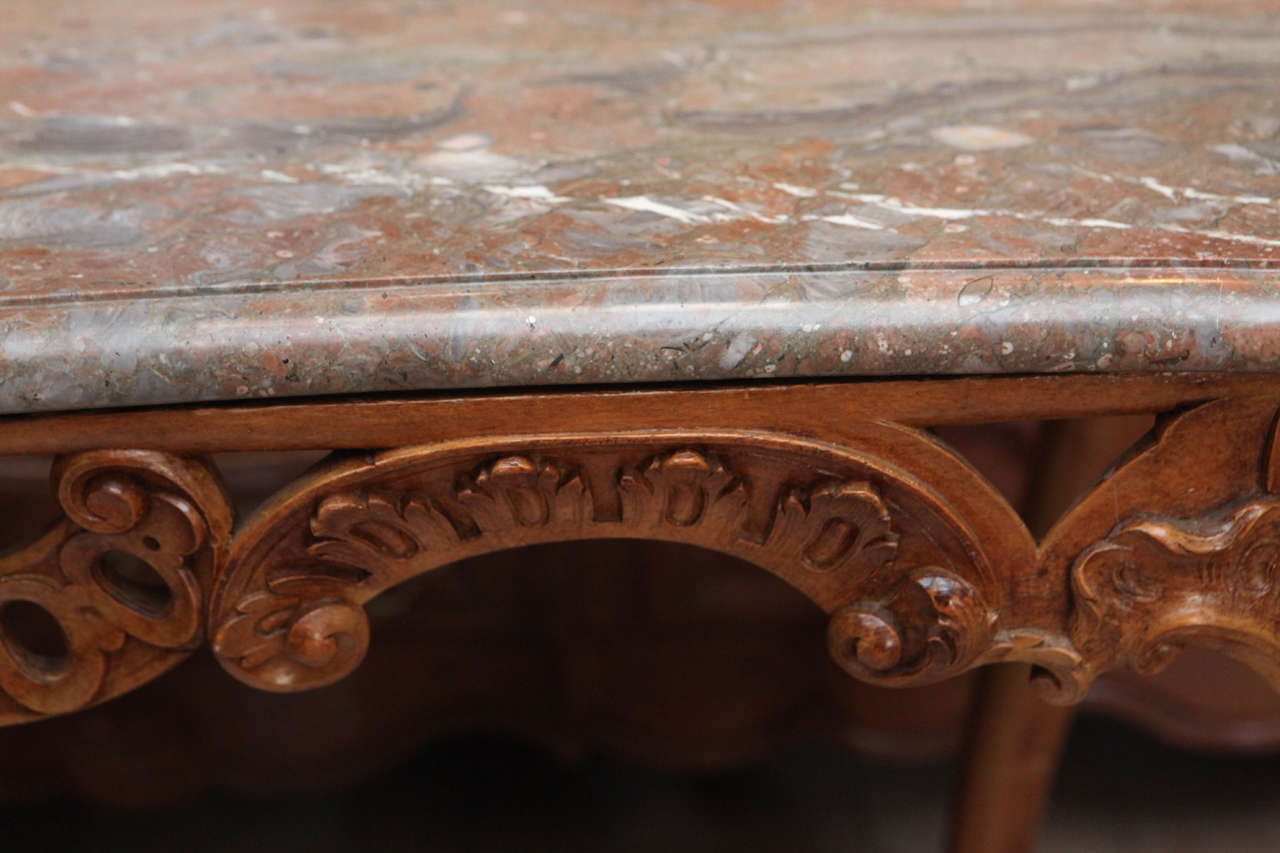 Late 18th Century French Carved Walnut Table with Original Marble Top For Sale 5