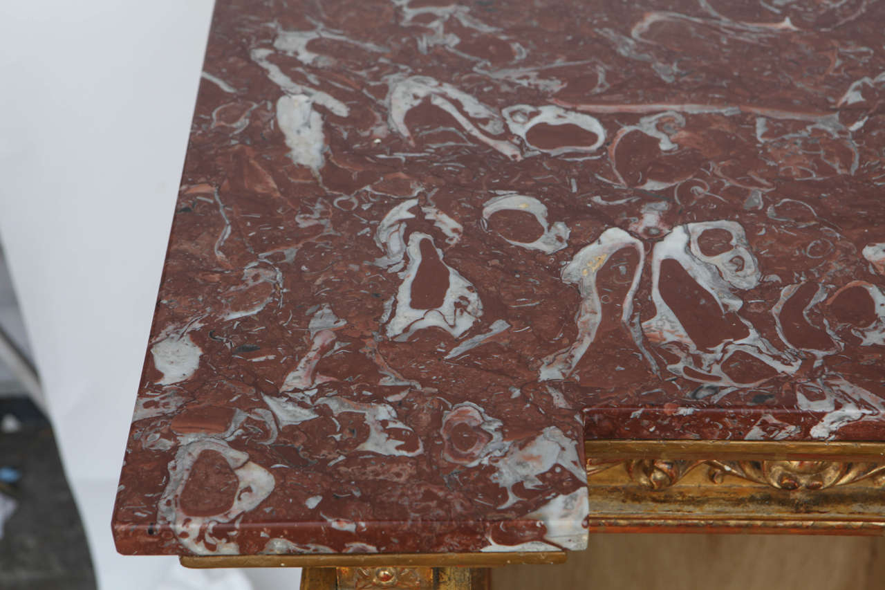 Carved 19th Century Italian Giltwood Display Table with Marble Top For Sale