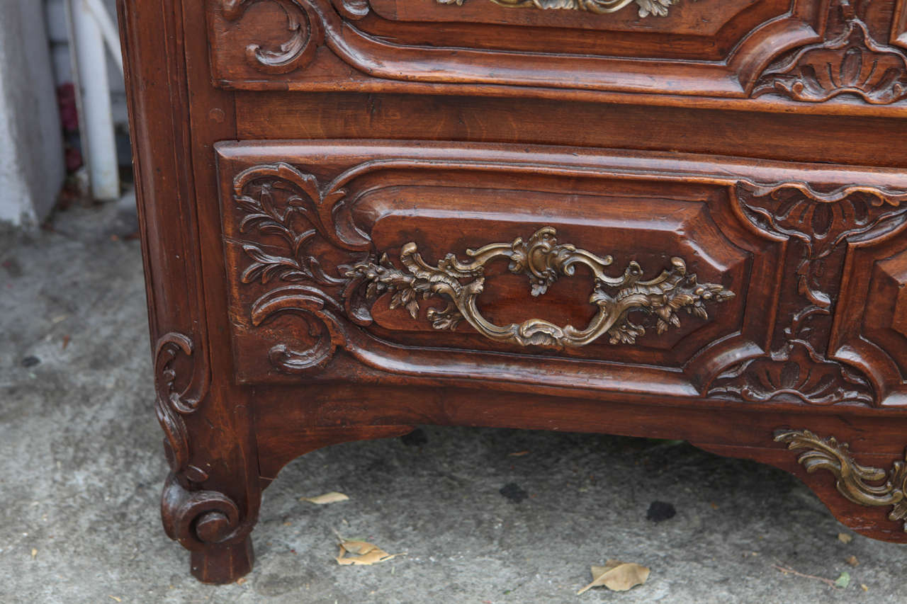 Bronze 18th Century French Louis XV Style Walnut Commode  For Sale