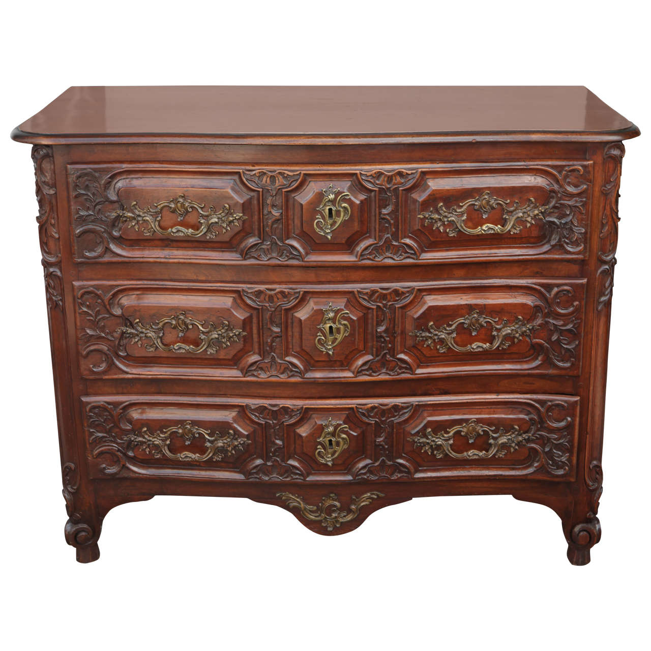 18th Century French Louis XV Style Walnut Commode 