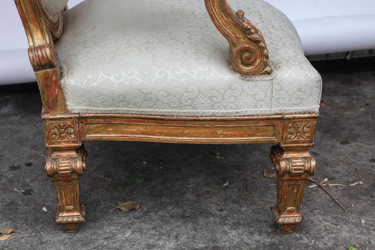 Pair of 19th Century Italian Giltwood Oversized Balloon Back Armchairs For Sale 4