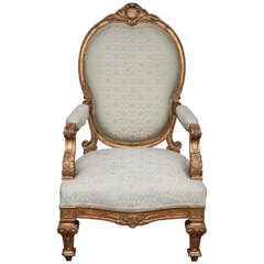 Pair of 19th Century Italian Giltwood Oversized Balloon Back Armchairs 11