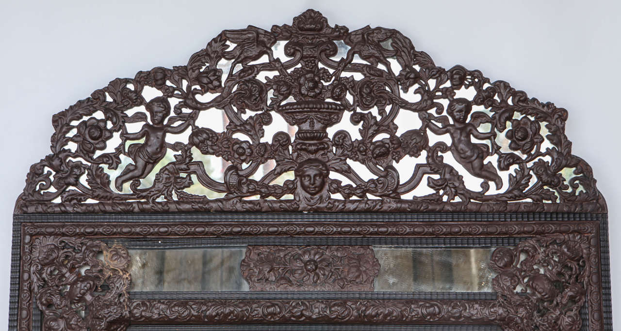 Carved 19th Century Dutch Metal and Wood Mirror